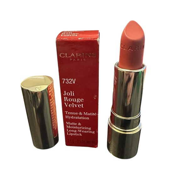 CLARINS 732V Grenadine Joli Rouge Velvet Long Wearing Lipstick NIB - Picture 1 of 9